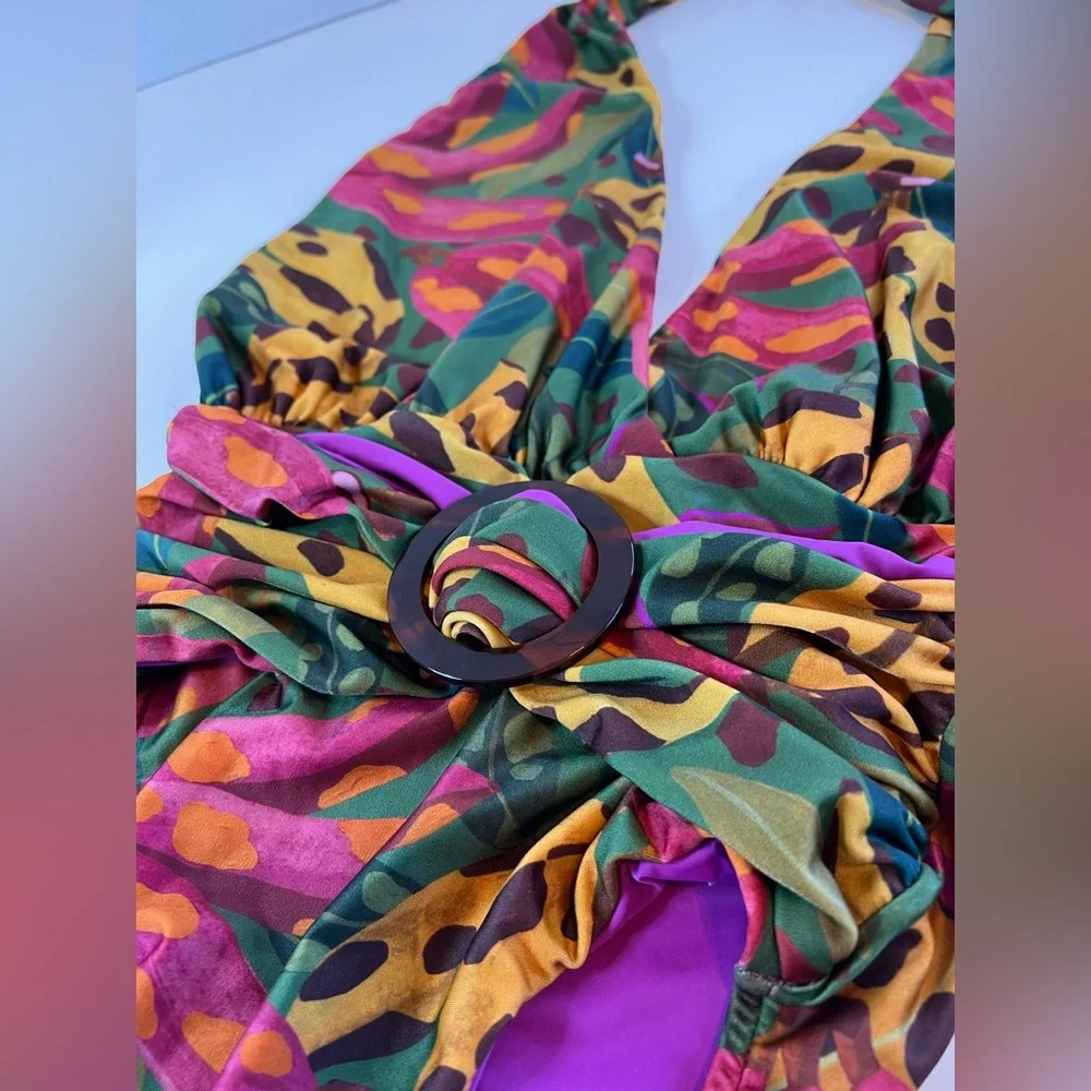 Farm Rio Cow Print Bananas one piece NWOT - Picture 4 of 5